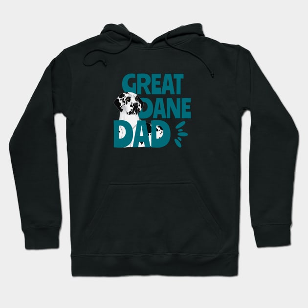 Harlequin Great Dane Dad, Original Digital Illustration II, The Perfect Gift For Dad! Hoodie by anacecilia